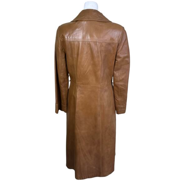 Vintage Dan Di Modes 24K Glove Leather Trench Coat Tan Brown Fitted Sz 8 - Picture 8 of 16